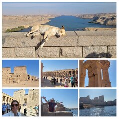 Collage of photos from the Aswan High Dam and the Temple of Philae